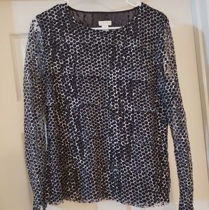 Chico's Polka Dot Ruffle Front Top